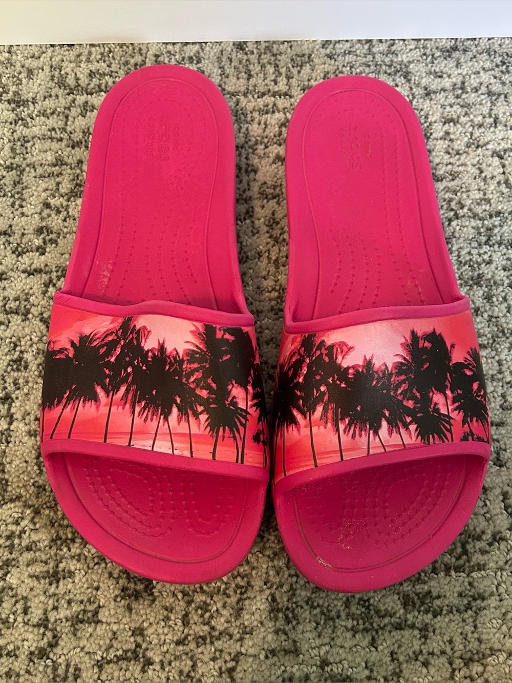 Crocs Candy Pink Floral Sloane Graphic Slides Size 11